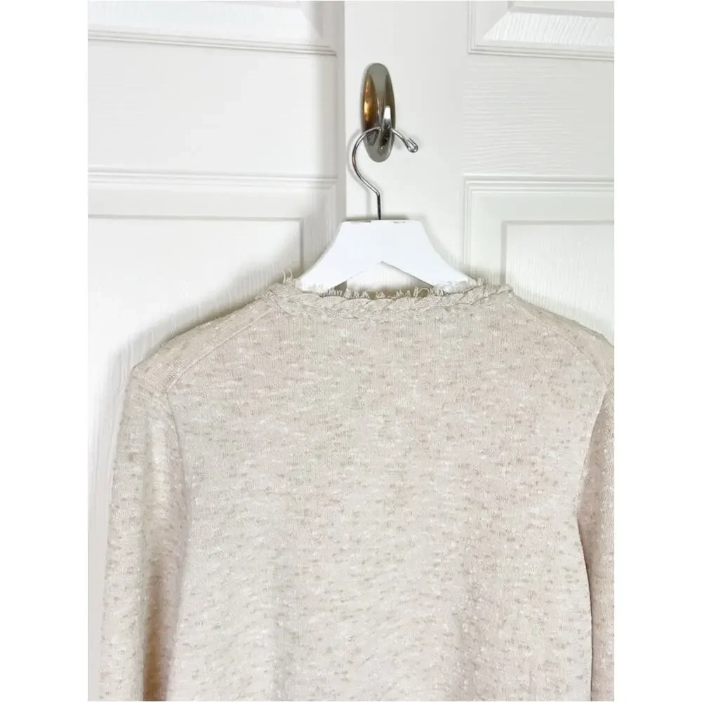 J. Crew Marled Knit Sweater Lady Jacket Cream Fringe Blazer Sz XL